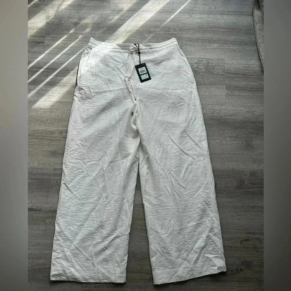 DKNY wide leg pants comfy neutral lightweight resort vacation Sz L - Picture 1 of 5